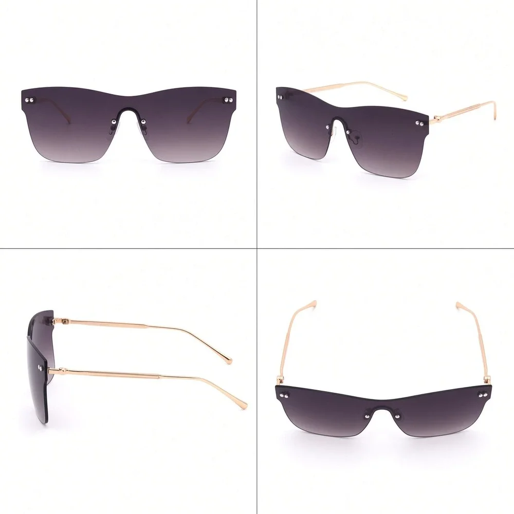 Mens Sunglasses Gold Frame Black Gradient Lens Y2K Hip Hop Cholo Business Wear